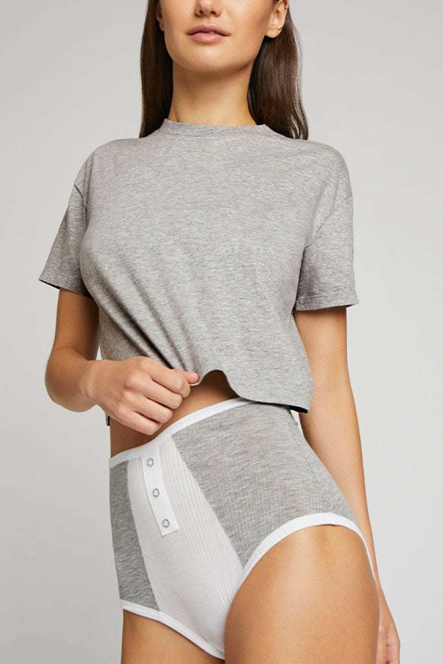 Lounge * | Negative Underwear Uniform Crop Tee In Heather Grey