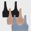 Bras * | Negative Underwear Sieve Bra Top In Black And In Buff And In Slate (3 Pack) Bras Black / Buff / Slate