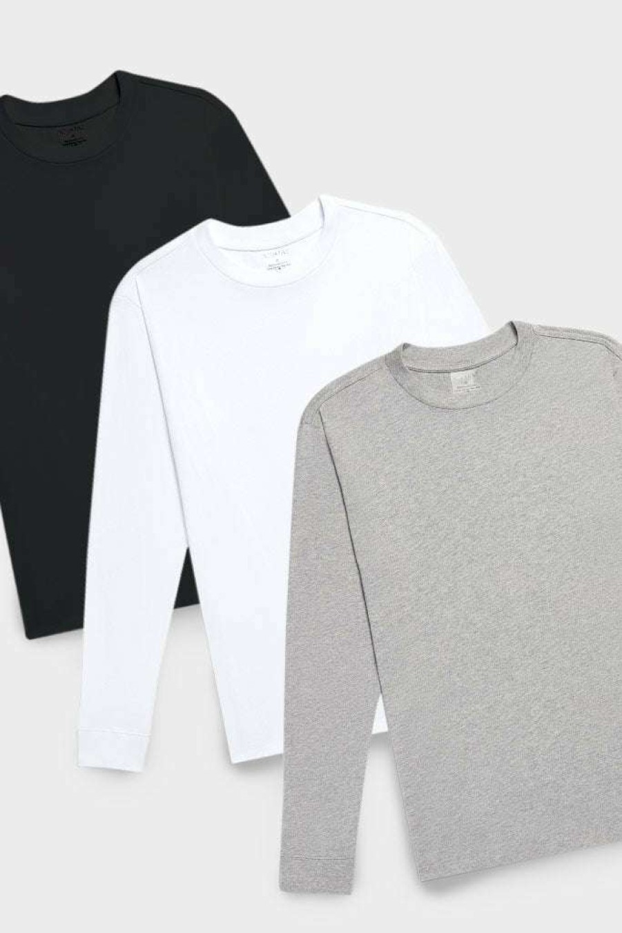 Lounge * | Negative Underwear Lounge Uniform Long Sleeve In Black And In White And In Heather Grey (3 Pack) Black / White / Heather Grey