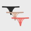 Underwear * | Negative Underwear Sieve Thong In Black And In Buff And In Coral (3 Pack) Underwear Black / Buff / Coral