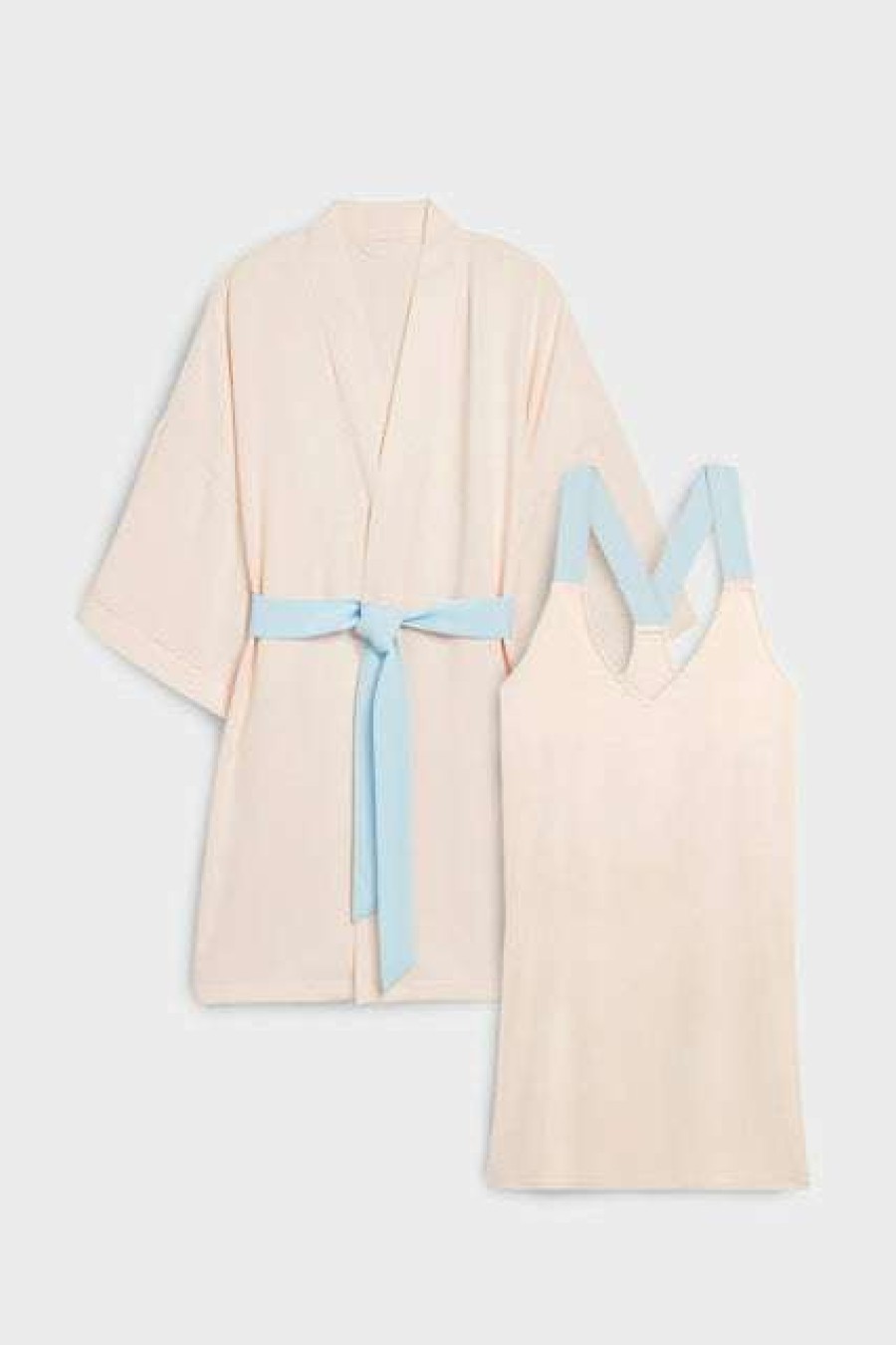 Lounge * | Negative Underwear Supreme Slip + Mini Robe In (Pack) Peach