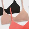 Bras * | Negative Underwear Glace Non-Wire Bra In Black And In Buff And In Coral (3 Pack) Black / Buff / Coral