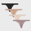 Underwear * | Negative Underwear Underwear Silky Thong In Black And In Buff And In Peach And In Haze (4 Pack) Black / Buff / Peach / Haze