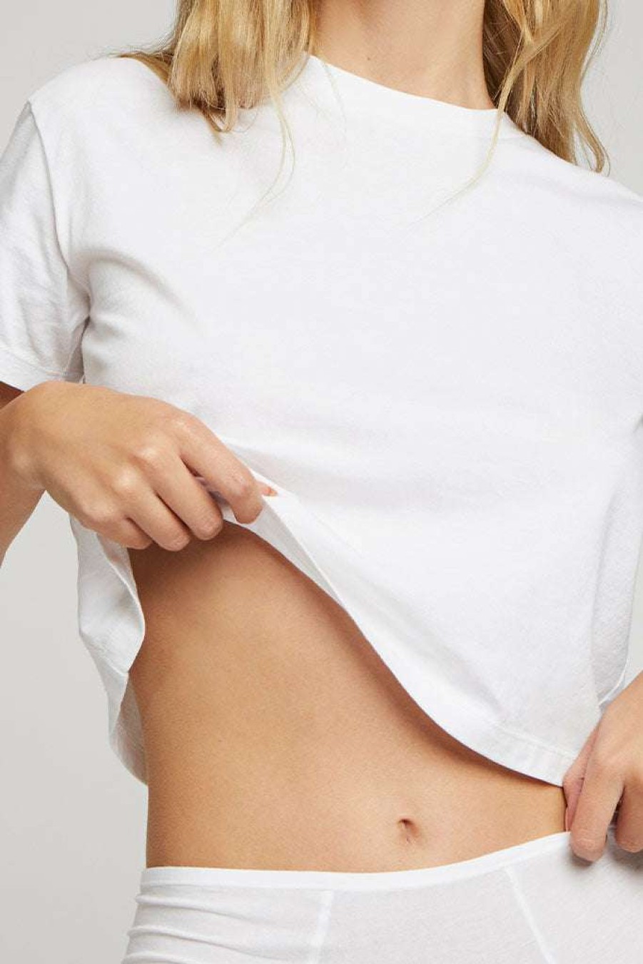 Lounge * | Negative Underwear Uniform Crop Tee In New White