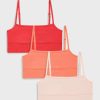 Bras * | Negative Underwear Cotton Bralette In Cherry And In Coral And In Peach (3 Pack) Bras Cherry / Coral / Peach