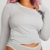 Lounge * | Negative Underwear Whipped Cropped Long Sleeve In Moon Metallic