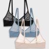 Bras * | Negative Underwear Bras Sieve Non-Wire Bra In Black And In Peach And In Slate (3 Pack) Black / Peach / Slate