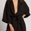 Lounge * | Negative Underwear Lounge Supreme Mini Robe In Black